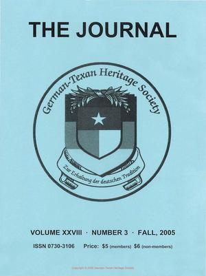 Primary view of object titled 'German-Texan Heritage Society, The Journal, Volume 27, Number 3, Fall 2005'.
