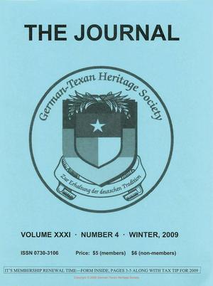 Primary view of object titled 'German-Texan Heritage Society, The Journal, Volume 31, Number 4, Winter 2009'.