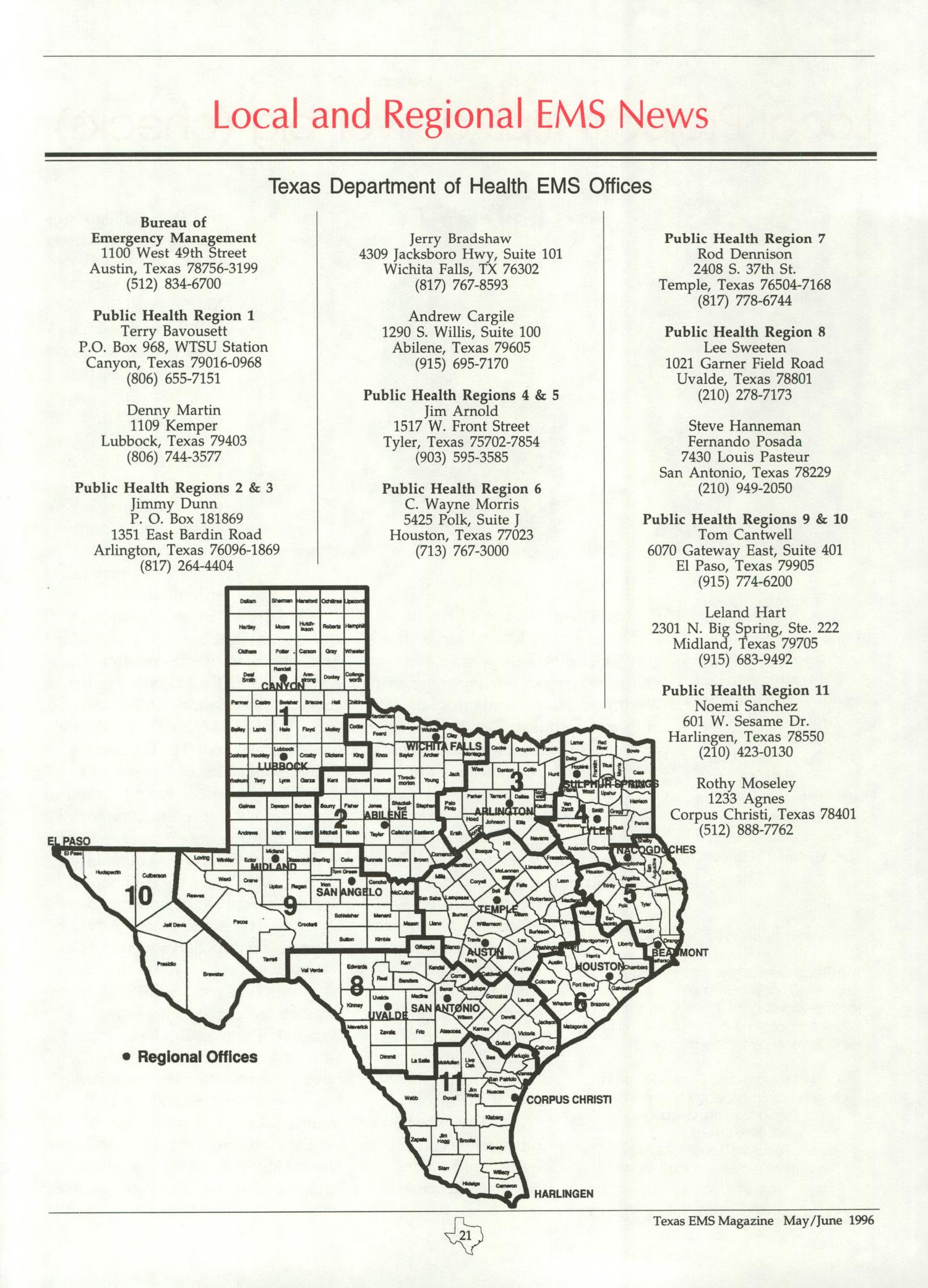 Texas EMS Magazine, Volume 17, Number 3, May/June 1996
                                                
                                                    21
                                                