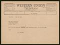 Primary view of [Telegram from Isaac H. Kempner to The Egan Company, October 25, 1961]