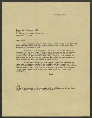 Primary view of object titled '[Letter from I. H. Kempner to Denny Kempner, January 9, 1956]'.