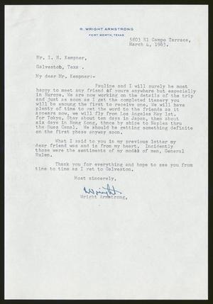 Primary view of object titled '[Letter from Wright Armstrong to I. H. Kempner, March 4, 1963]'.