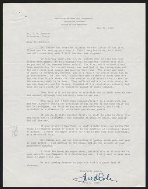 Primary view of object titled '[Letter from Fred C. Cole to I. H. Kempner, May 23, 1963]'.