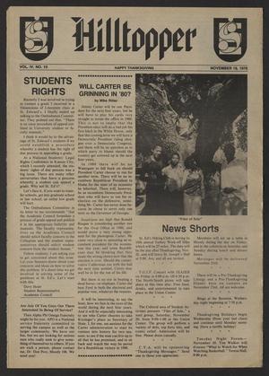 Primary view of object titled 'Hilltopper (Austin, Tex.), Vol. 4, No. 10, Ed. 1 Friday, November 19, 1976'.