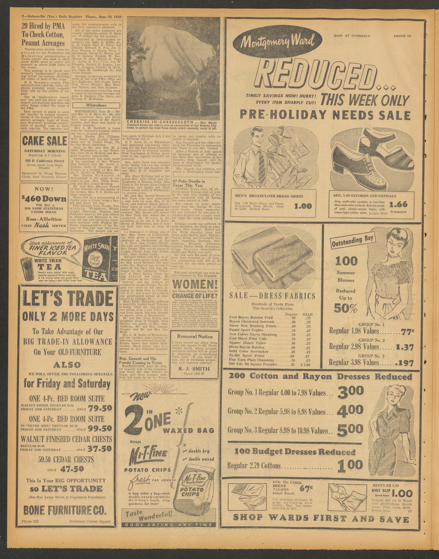 Gainesville Daily Register and Messenger (Gainesville, Tex.), Vol. 60, No. 261, Ed. 1 Thursday, June 29, 1950
                                                
                                                    [Sequence #]: 2 of 12
                                                