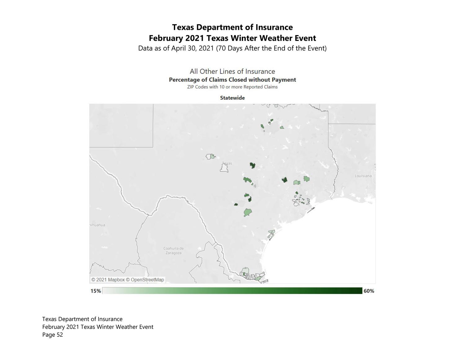 Insured Losses Resulting from the February 2021 Texas Winter Weather Event: April 2021
                                                
                                                    52
                                                