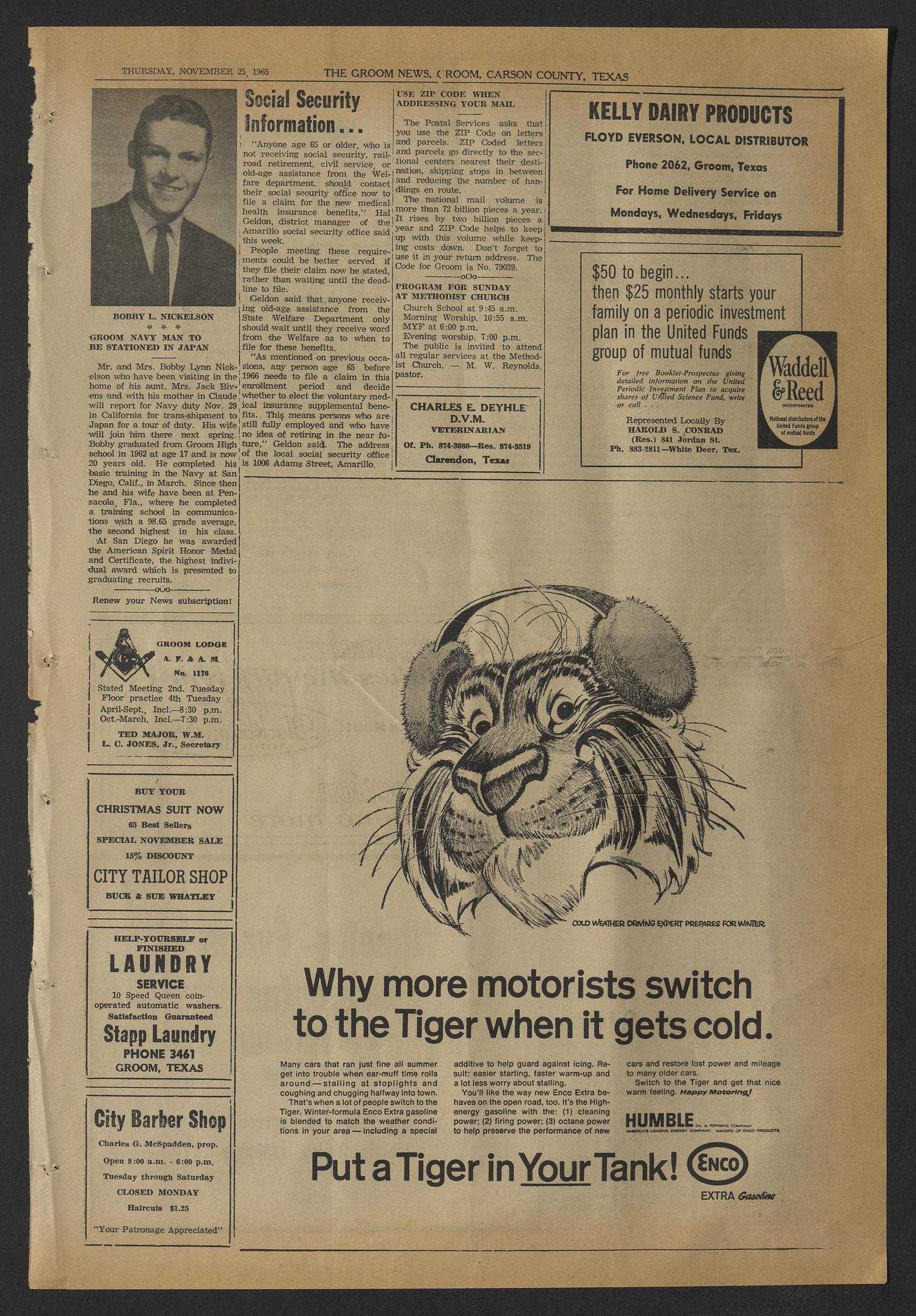 The Groom News (Groom, Tex.), Vol. 40, No. 39, Ed. 1 Thursday, November 25, 1965
                                                
                                                    [Sequence #]: 3 of 8
                                                