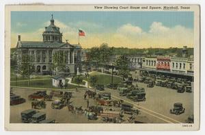 Primary view of object titled 'View Showing Court House and Square, Marshall, Texas'.