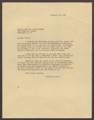 Primary view of [Letter from Isaac H. Kempner to Mr. and Mrs. Julian Schley, December 18, 1956]