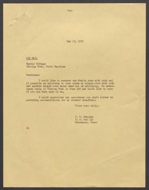 Primary view of object titled '[Letter from Isaac H. Kempner to Martin Cottage, May 23, 1957]'.