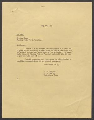 Primary view of object titled '[Letter from Isaac H. Kempner to Mayview Manor, May 23, 1957]'.
