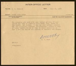 Primary view of object titled '[Inter-Office Letter from E. O. Wood  to Isaac Herbert Kempner, July 31, 1964]'.