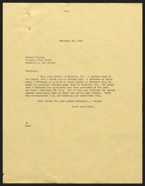 Primary view of object titled '[Letter from Isaac H. Kempner to Haband Company, November 10, 1958]'.
