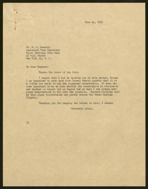 Primary view of object titled '[Letter from Isaac H. Kempner to R. B. Swenson, June 24, 1957]'.