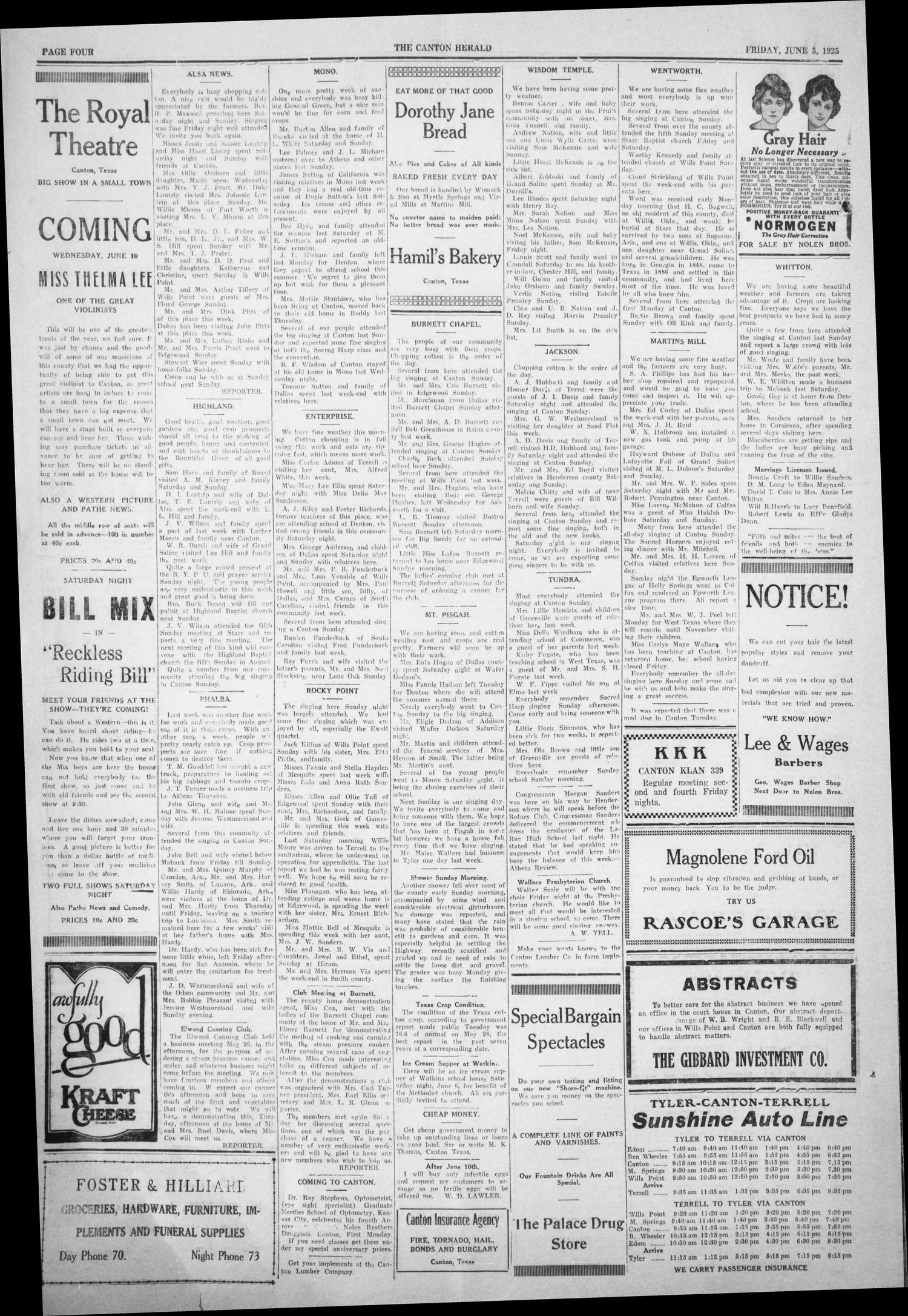 The Canton Herald (Canton, Tex.), Vol. 43, No. 23, Ed. 1 Friday, June 5, 1925
                                                
                                                    [Sequence #]: 4 of 4
                                                