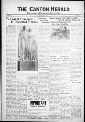 Primary view of object titled 'The Canton Herald (Canton, Tex.), Vol. 56, No. 40, Ed. 1 Thursday, October 6, 1938'.