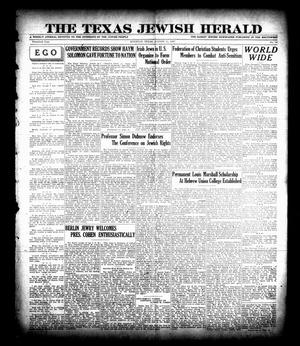 Primary view of object titled 'The Texas Jewish Herald (Houston, Tex.), Vol. 20, No. 18, Ed. 1 Thursday, August 11, 1927'.