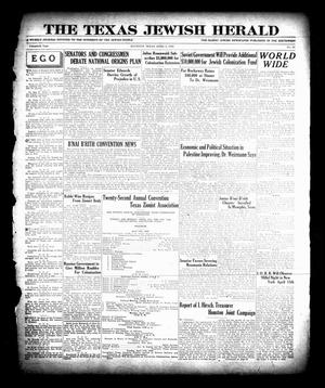 Primary view of object titled 'The Texas Jewish Herald (Houston, Tex.), Vol. 20, No. 52, Ed. 1 Thursday, April 5, 1928'.