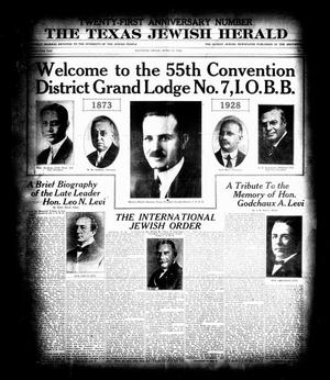 Primary view of object titled 'The Texas Jewish Herald (Houston, Tex.), Vol. 21, No. 2, Ed. 1 Thursday, April 19, 1928'.