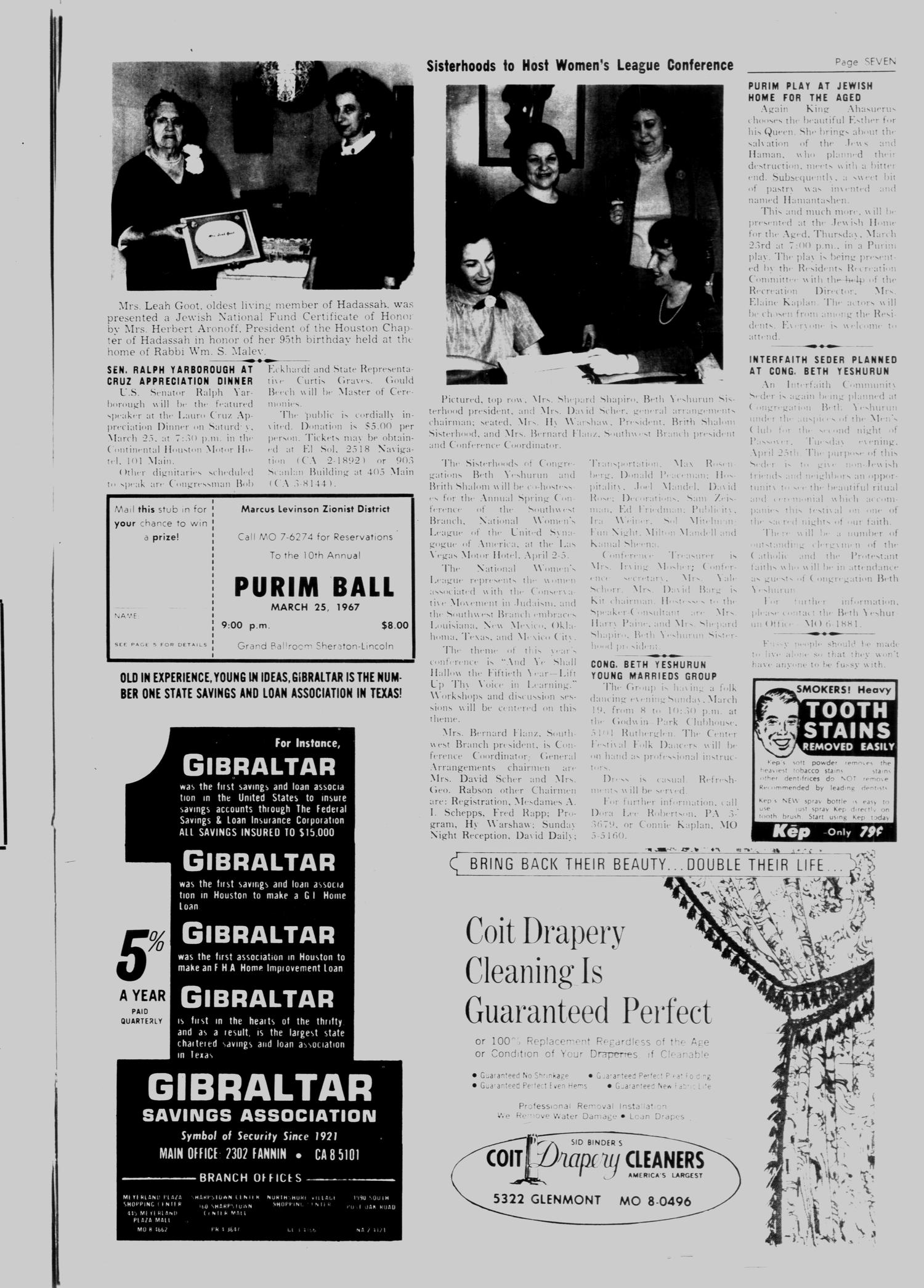 The Jewish Herald-Voice (Houston, Tex.), Vol. 61, No. 51, Ed. 1 Thursday, March 16, 1967
                                                
                                                    [Sequence #]: 7 of 14
                                                