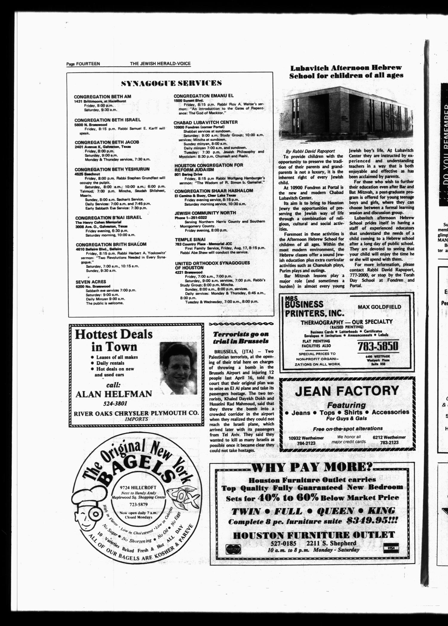 Jewish Herald-Voice (Houston, Tex.), Vol. 71, No. 17, Ed. 1 Thursday, August 16, 1979
                                                
                                                    [Sequence #]: 14 of 44
                                                