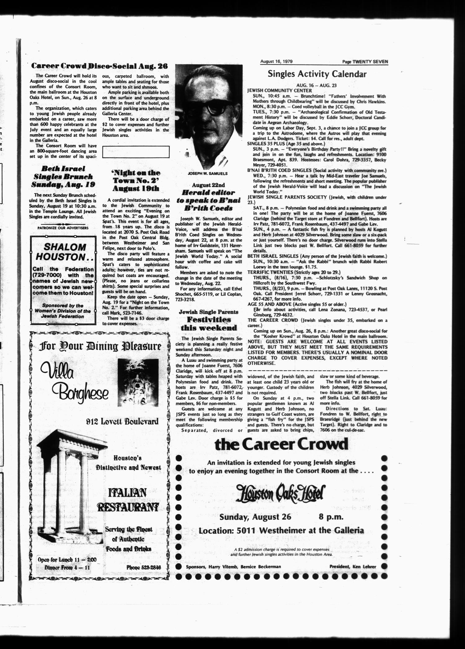Jewish Herald-Voice (Houston, Tex.), Vol. 71, No. 17, Ed. 1 Thursday, August 16, 1979
                                                
                                                    [Sequence #]: 27 of 44
                                                
