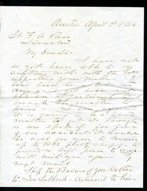 Primary view of object titled '[Letter from E. B. Nichols and S. Hart to Fred A. Rice - April 20, 1864]'.
