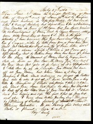 Primary view of object titled '[Letter from William M. Rice to Fred A. Rice - July 27, 1864]'.