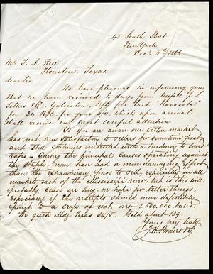 Primary view of object titled '[Letter from J. H. Brower & Co. to Fred A. Rice - December 6, 1866]'.