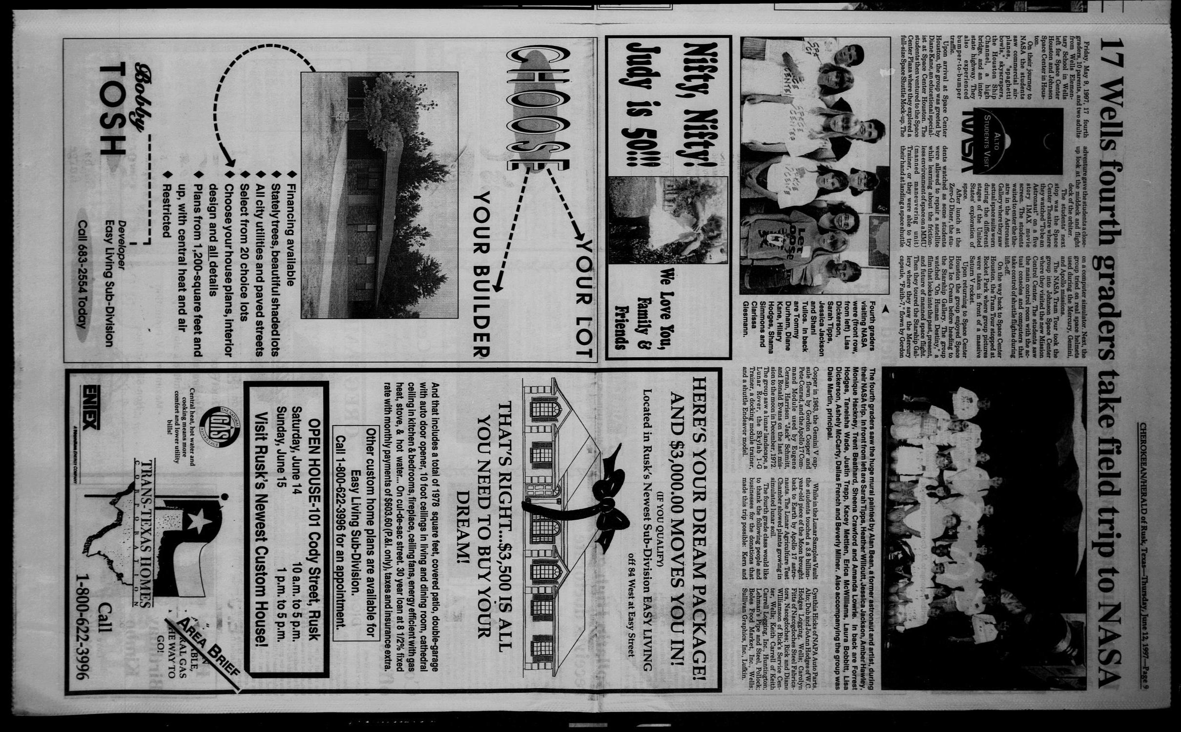 Cherokeean/Herald (Rusk, Tex.), Vol. 149, No. 20, Ed. 1 Thursday, June 12, 1997
                                                
                                                    [Sequence #]: 9 of 24
                                                