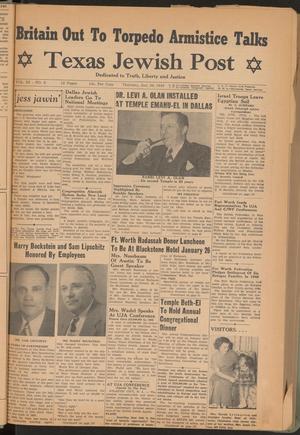 Primary view of object titled 'Texas Jewish Post (Fort Worth, Tex.), Vol. 3, No. 2, Ed. 1 Thursday, January 20, 1949'.