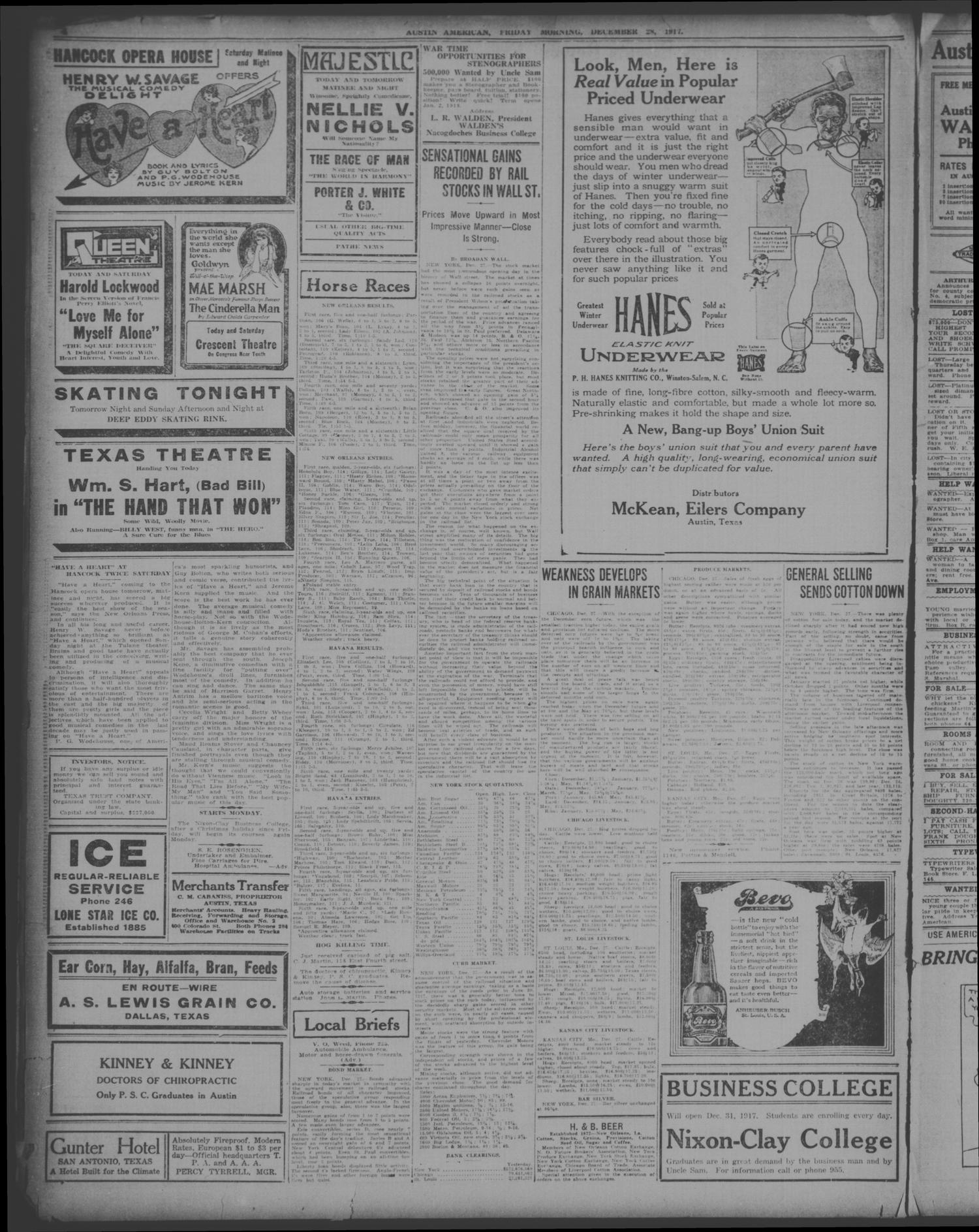 Austin American (Austin, Tex.), Vol. 6, No. 211, Ed. 1 Friday, December 28, 1917
                                                
                                                    [Sequence #]: 4 of 6
                                                