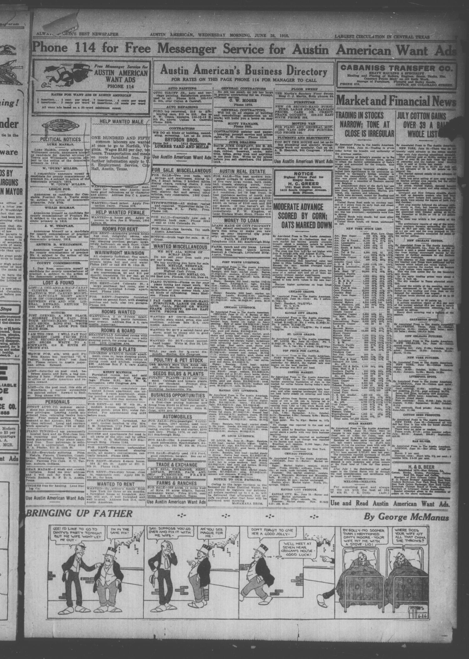 Austin American (Austin, Tex.), Ed. 1 Wednesday, June 26, 1918
                                                
                                                    [Sequence #]: 7 of 8
                                                