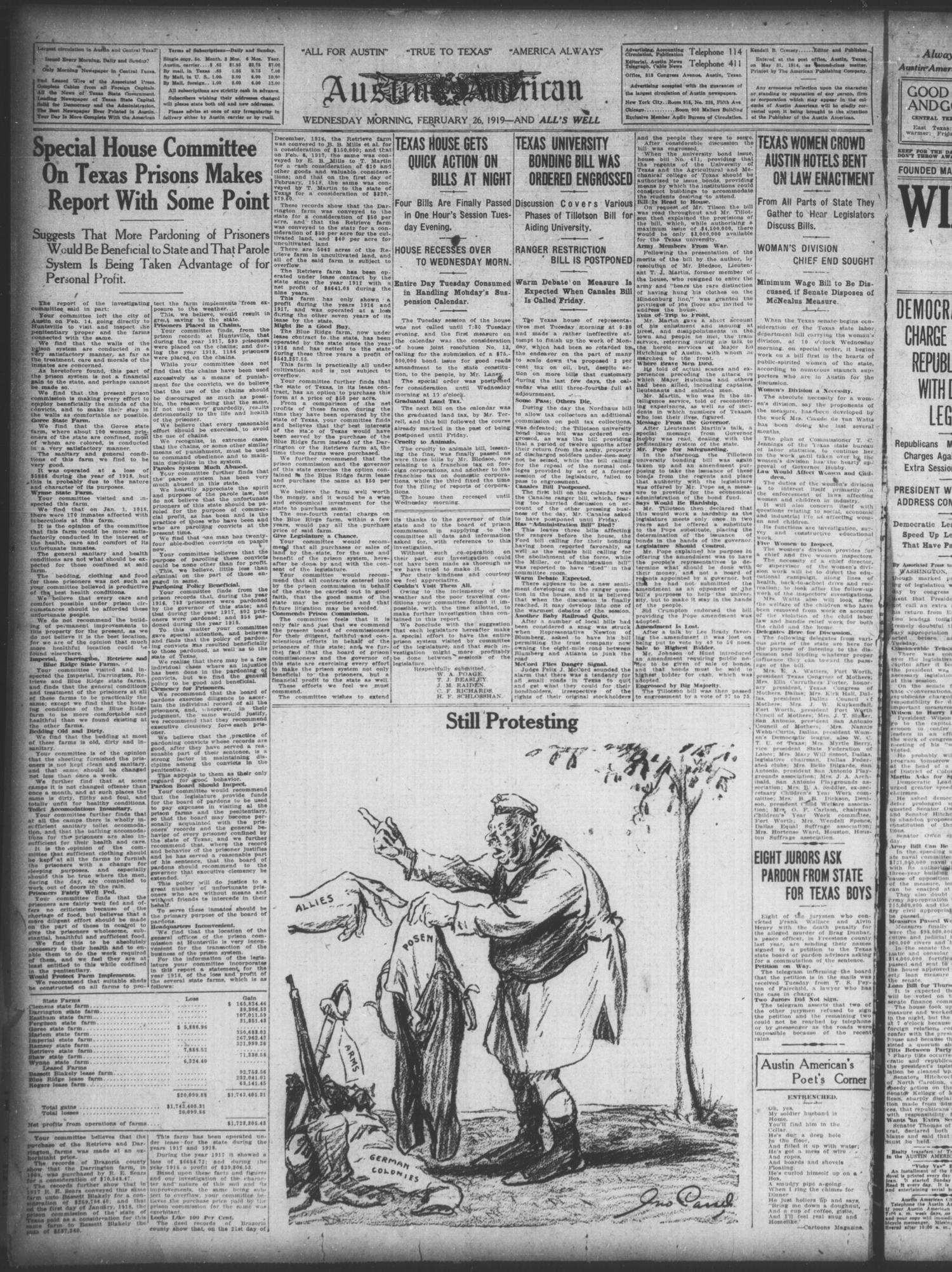 Austin American (Austin, Tex.), Ed. 1 Wednesday, February 26, 1919
                                                
                                                    [Sequence #]: 6 of 6
                                                