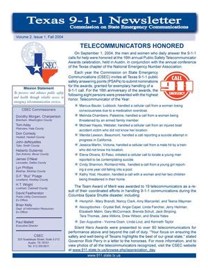 Primary view of object titled 'Texas 9-1-1 Newsletter, Volume 2, Number 1, Fall 2004'.