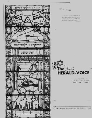 Primary view of object titled 'The Jewish Herald-Voice (Houston, Tex.), Vol. 58, No. 25, Ed. 1 Thursday, September 19, 1963'.