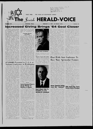 Primary view of object titled 'The Jewish Herald-Voice (Houston, Tex.), Vol. 58, No. 46, Ed. 1 Thursday, February 13, 1964'.