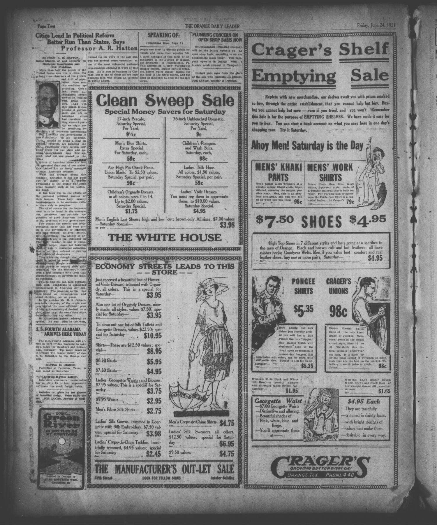 The Orange Daily Leader (Orange, Tex.), Vol. 17, No. 150, Ed. 1 Friday, June 24, 1921
                                                
                                                    [Sequence #]: 2 of 6
                                                