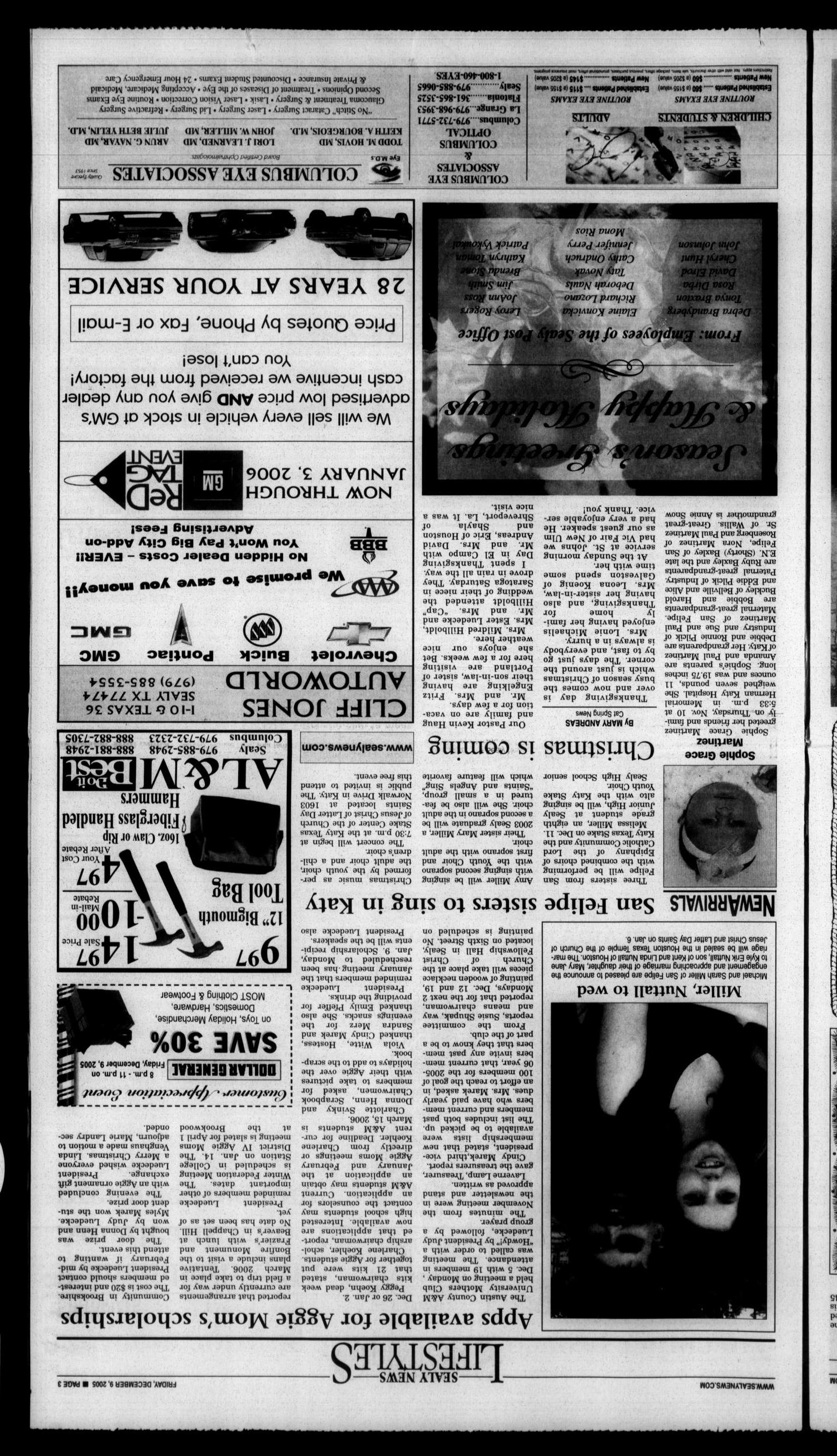 The Sealy News (Sealy, Tex.), Vol. 118, No. 99, Ed. 1 Friday, December 9, 2005
                                                
                                                    [Sequence #]: 3 of 16
                                                