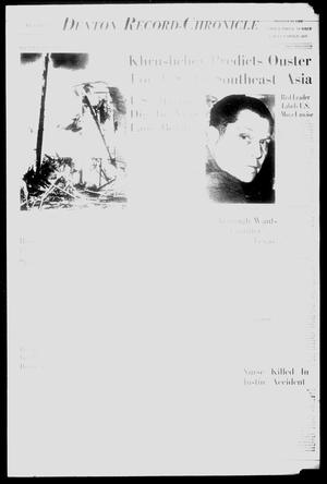 Primary view of object titled 'Denton Record-Chronicle (Denton, Tex.), Vol. 59, No. [240], Ed. 1 Friday, May 18, 1962'.