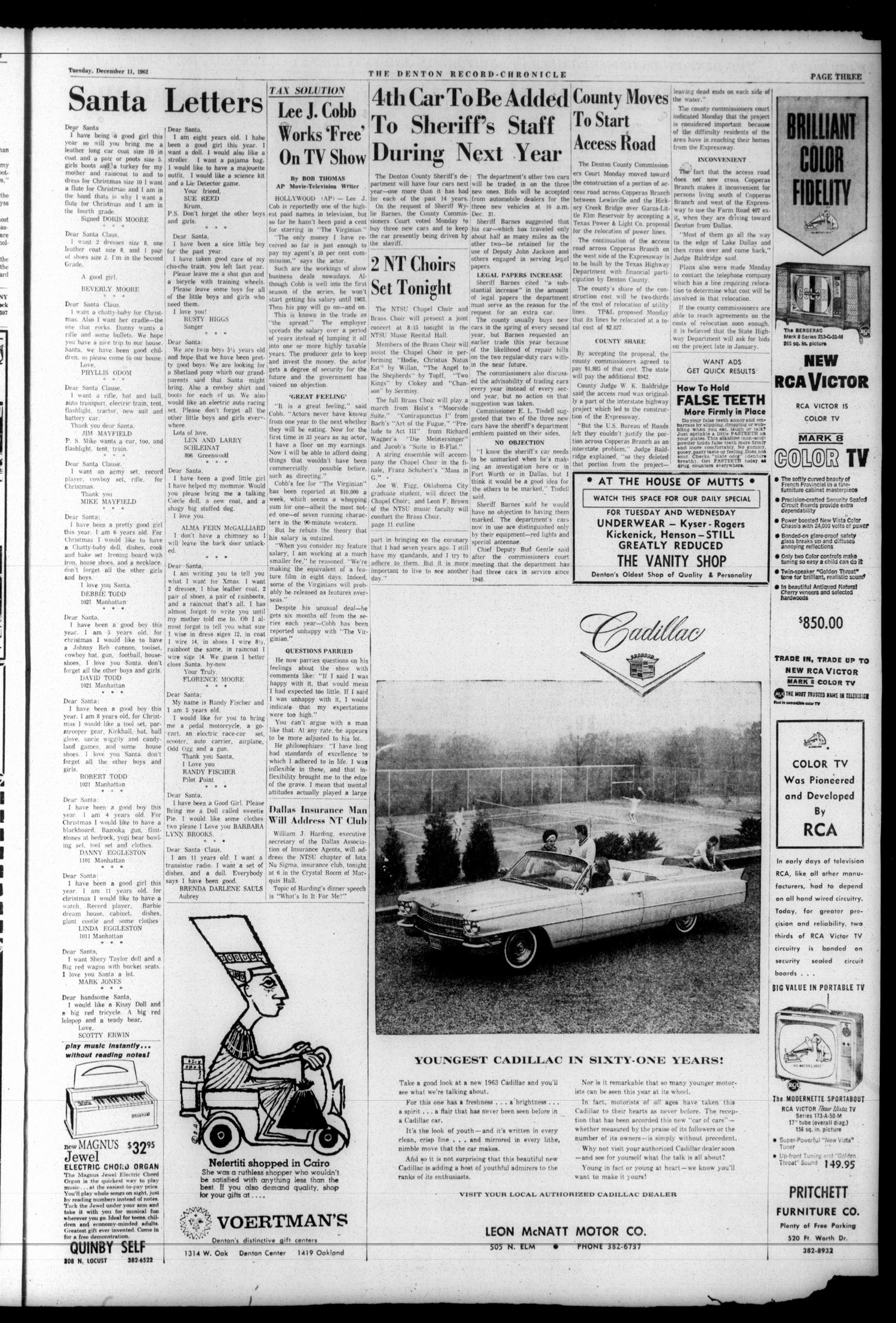 Denton Record-Chronicle (Denton, Tex.), Vol. 60, No. 112, Ed. 1 Tuesday, December 11, 1962
                                                
                                                    [Sequence #]: 3 of 12
                                                