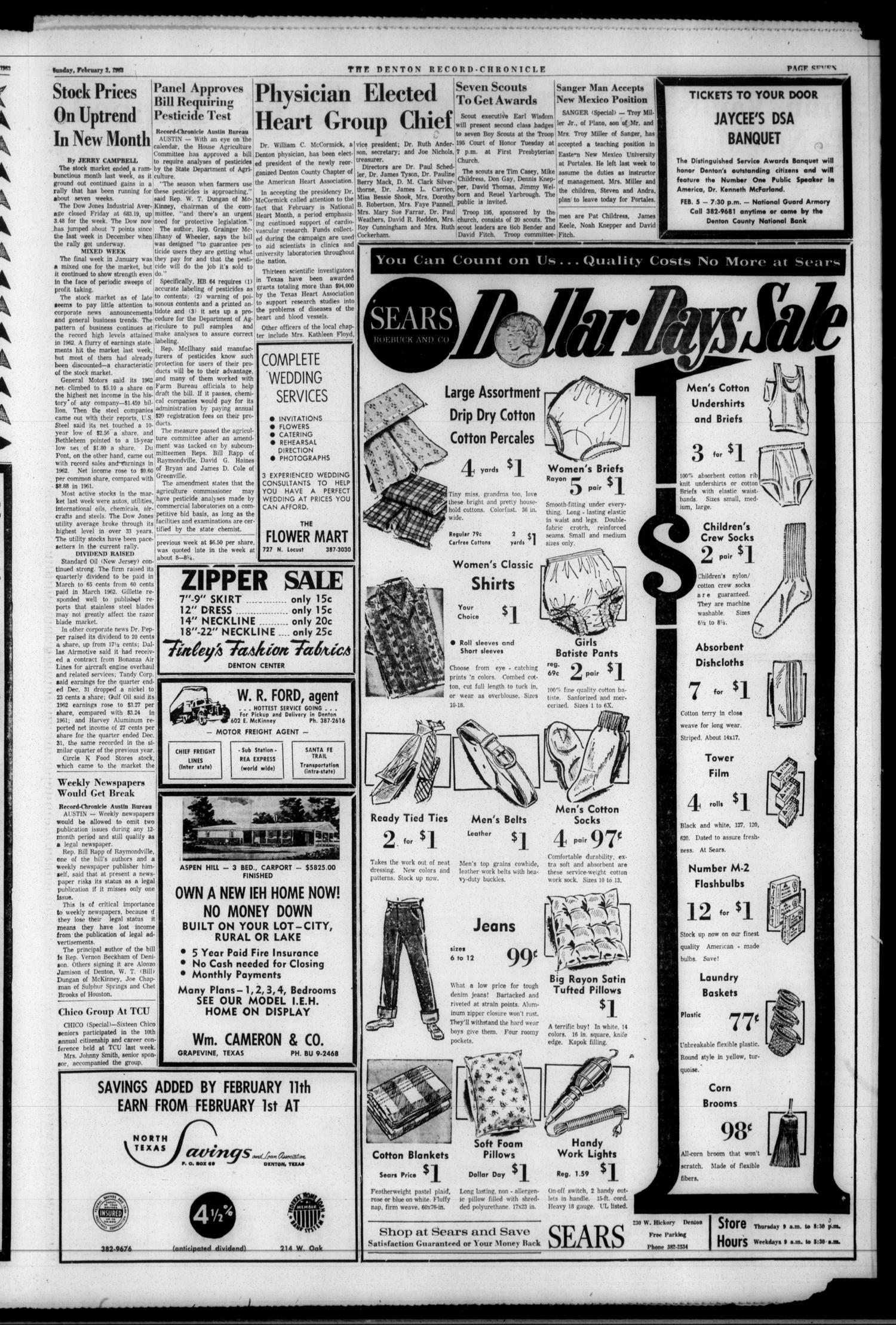 Denton Record-Chronicle (Denton, Tex.), Vol. 60, No. 157, Ed. 1 Sunday, February 3, 1963
                                                
                                                    [Sequence #]: 7 of 32
                                                