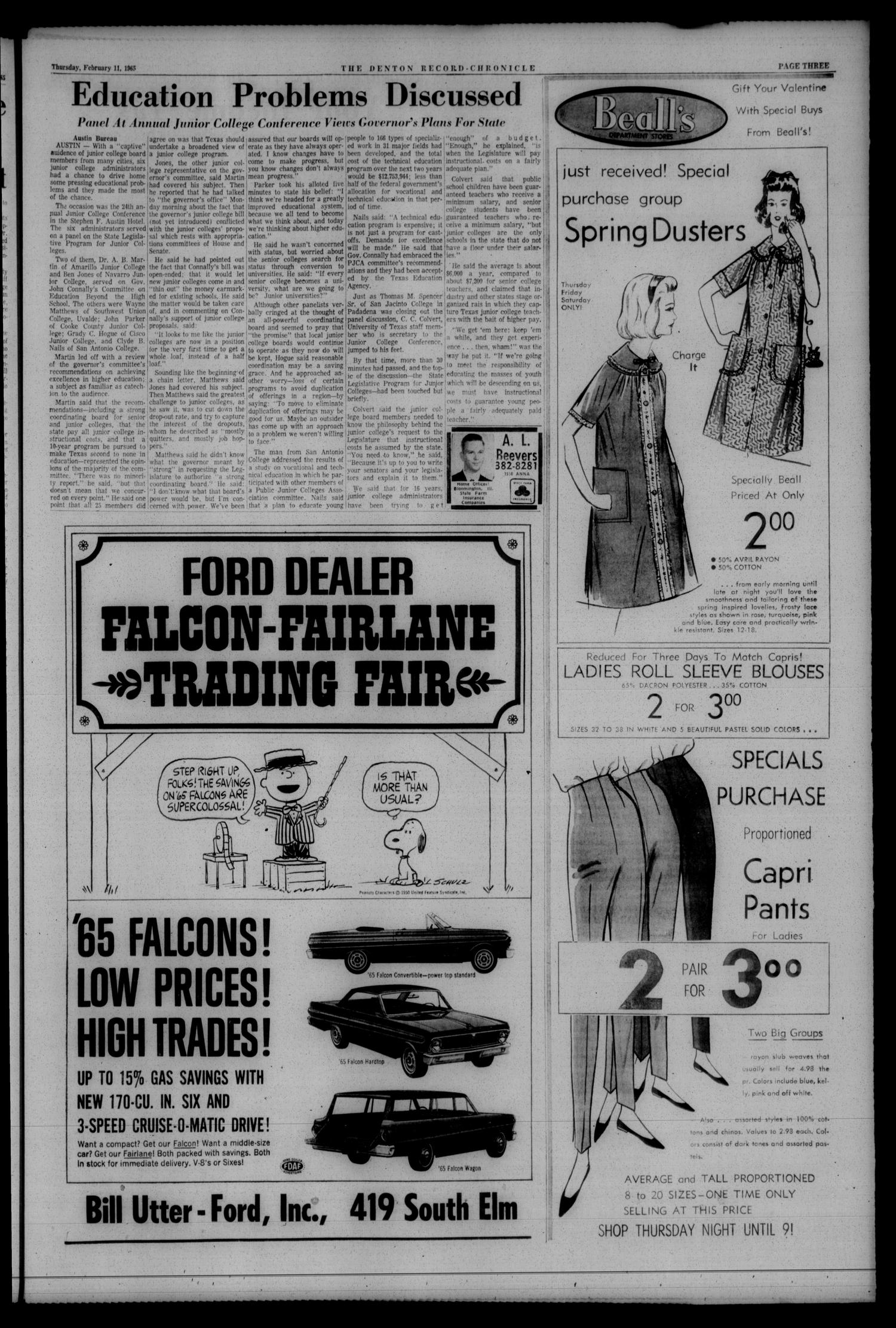 Denton Record-Chronicle (Denton, Tex.), Vol. 62, No. 157, Ed. 1 Thursday, February 11, 1965
                                                
                                                    [Sequence #]: 3 of 22
                                                