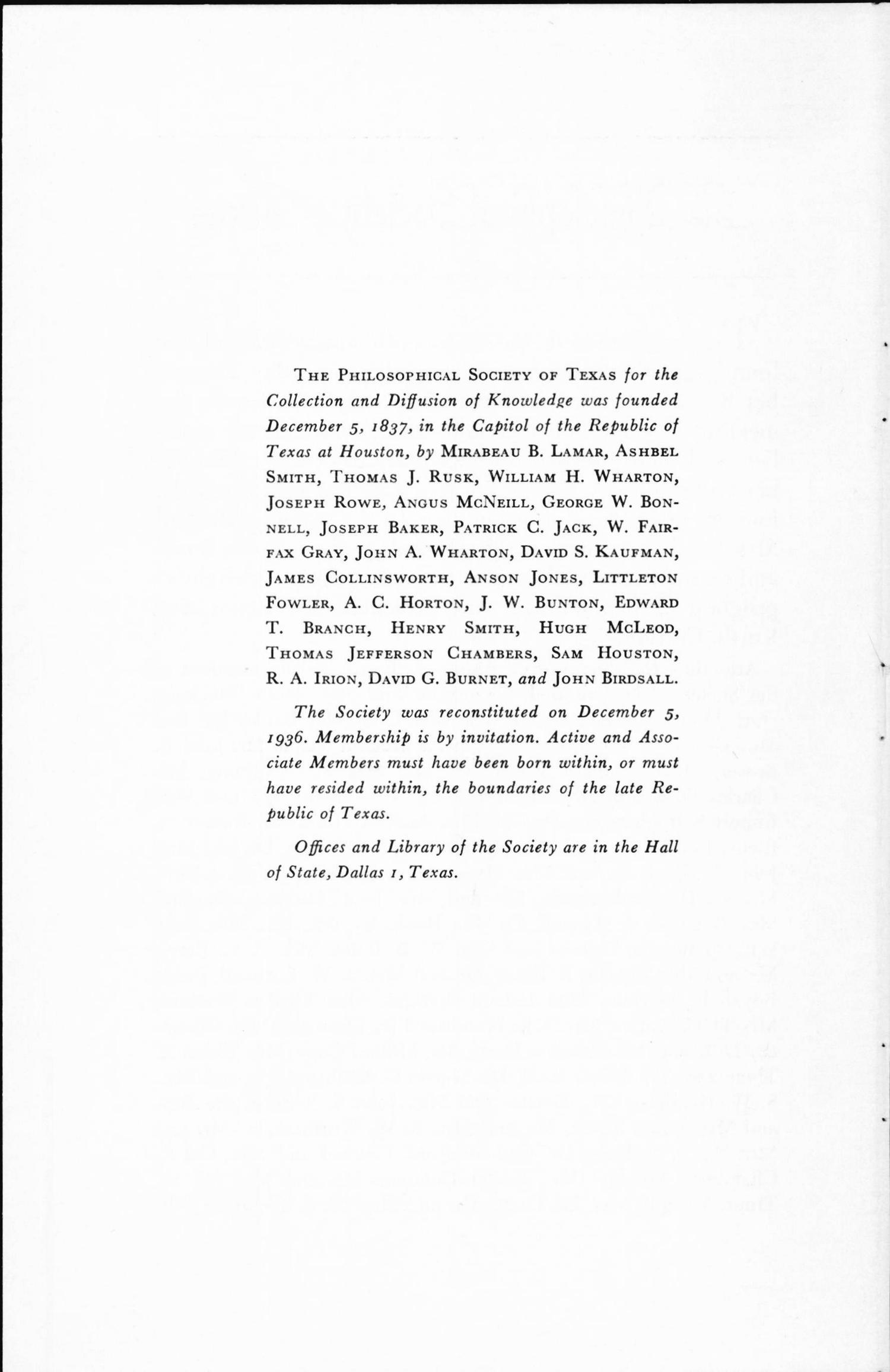 Philosophical Society of Texas, Proceedings of the Annual Meeting: 1951
                                                
                                                    2
                                                
