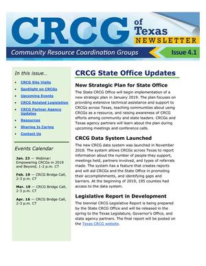 Primary view of object titled 'CRCG Newsletter, Number 4.1, January 2019'.