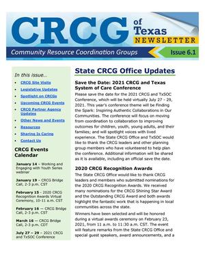 Primary view of object titled 'CRCG Newsletter, Number 6.1, January 2021'.