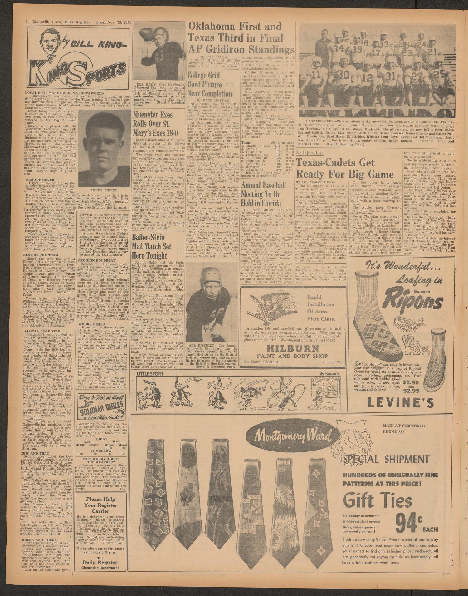 Gainesville Daily Register and Messenger (Gainesville, Tex.), Vol. 61, No. 78, Ed. 1 Tuesday, November 28, 1950
                                                
                                                    [Sequence #]: 4 of 10
                                                
