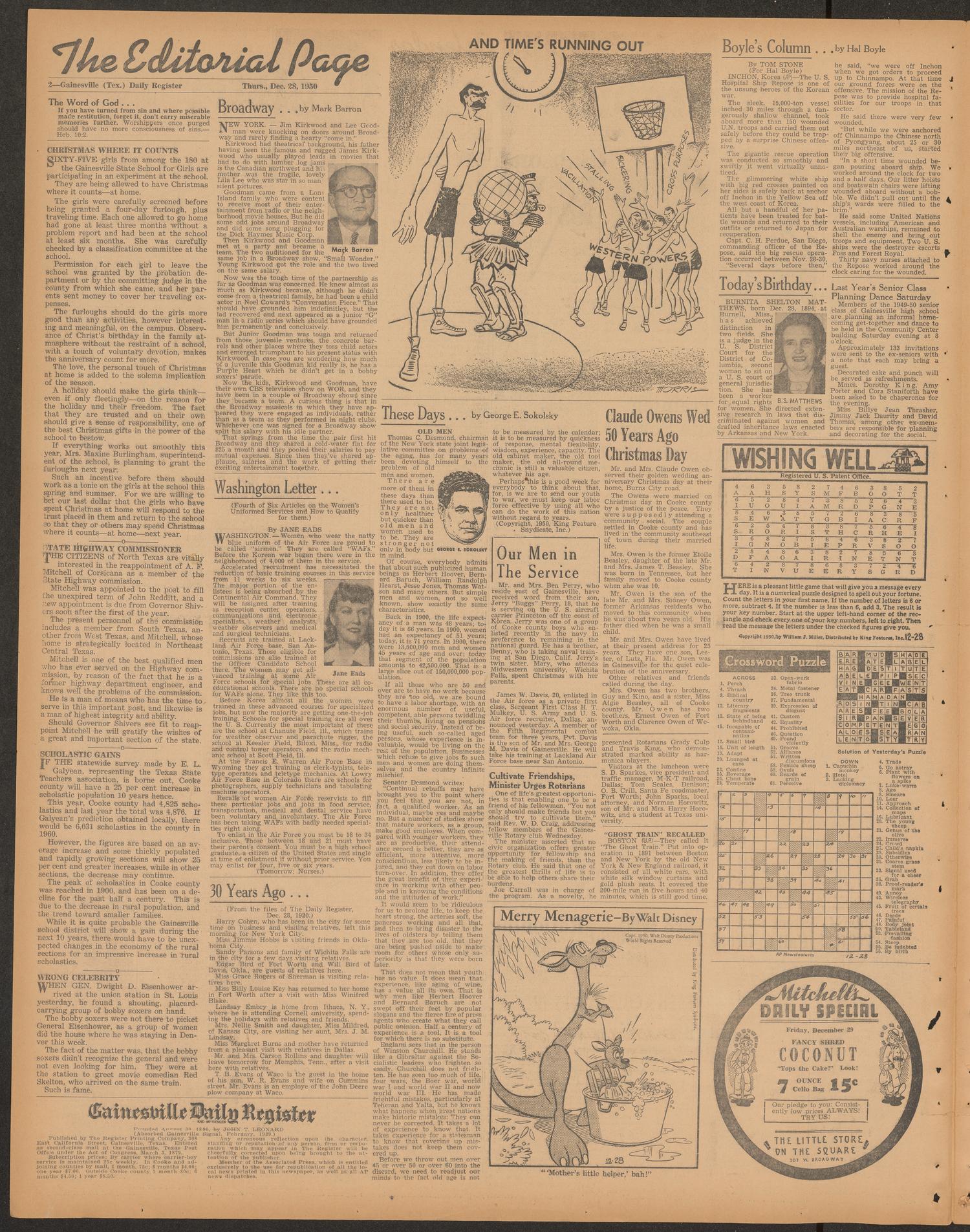 Gainesville Daily Register and Messenger (Gainesville, Tex.), Vol. 61, No. 104, Ed. 1 Thursday, December 28, 1950
                                                
                                                    [Sequence #]: 2 of 8
                                                