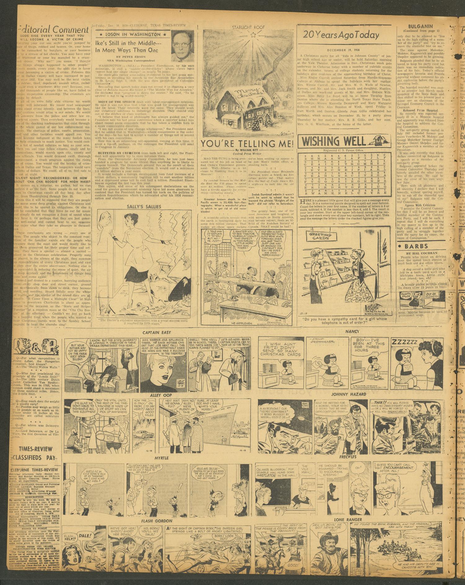 Cleburne Times-Review (Cleburne, Tex.), Vol. 54, No. 69, Ed. 1 Friday, December 19, 1958
                                                
                                                    [Sequence #]: 2 of 8
                                                