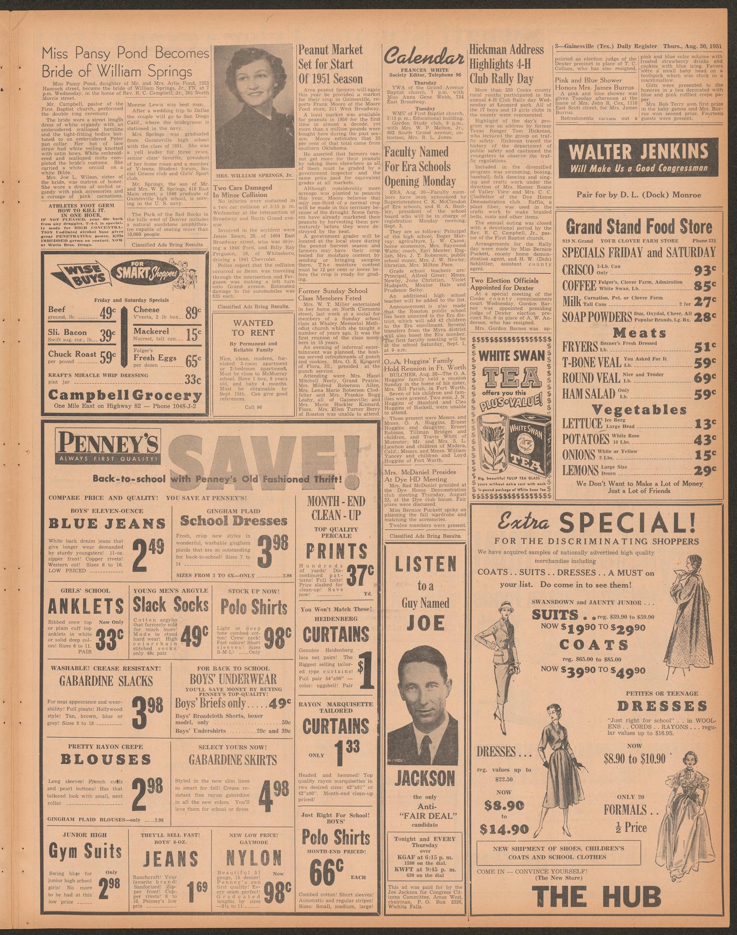 Gainesville Daily Register and Messenger (Gainesville, Tex.), Vol. 62, No. 1, Ed. 1 Thursday, August 30, 1951
                                                
                                                    [Sequence #]: 3 of 10
                                                